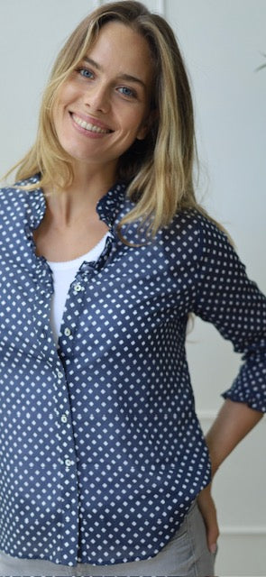 Belluna Haline blouse leaves cobalt