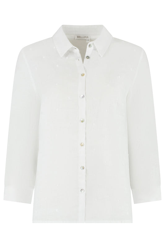Belluna Bianco linnen blouse blanc