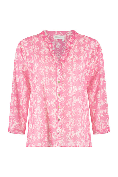 Belluna Haline blouse leaves cobalt