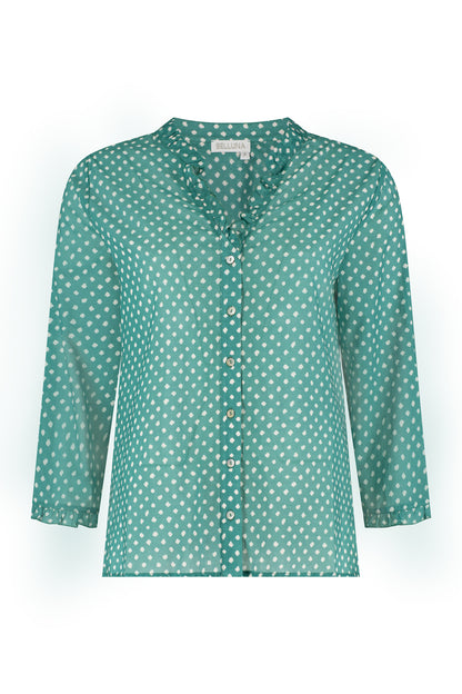 Belluna Haline blouse leaves cobalt