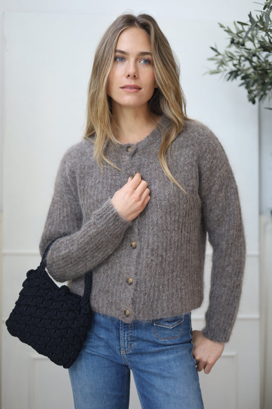 Sacha cardigan round neck raspberry