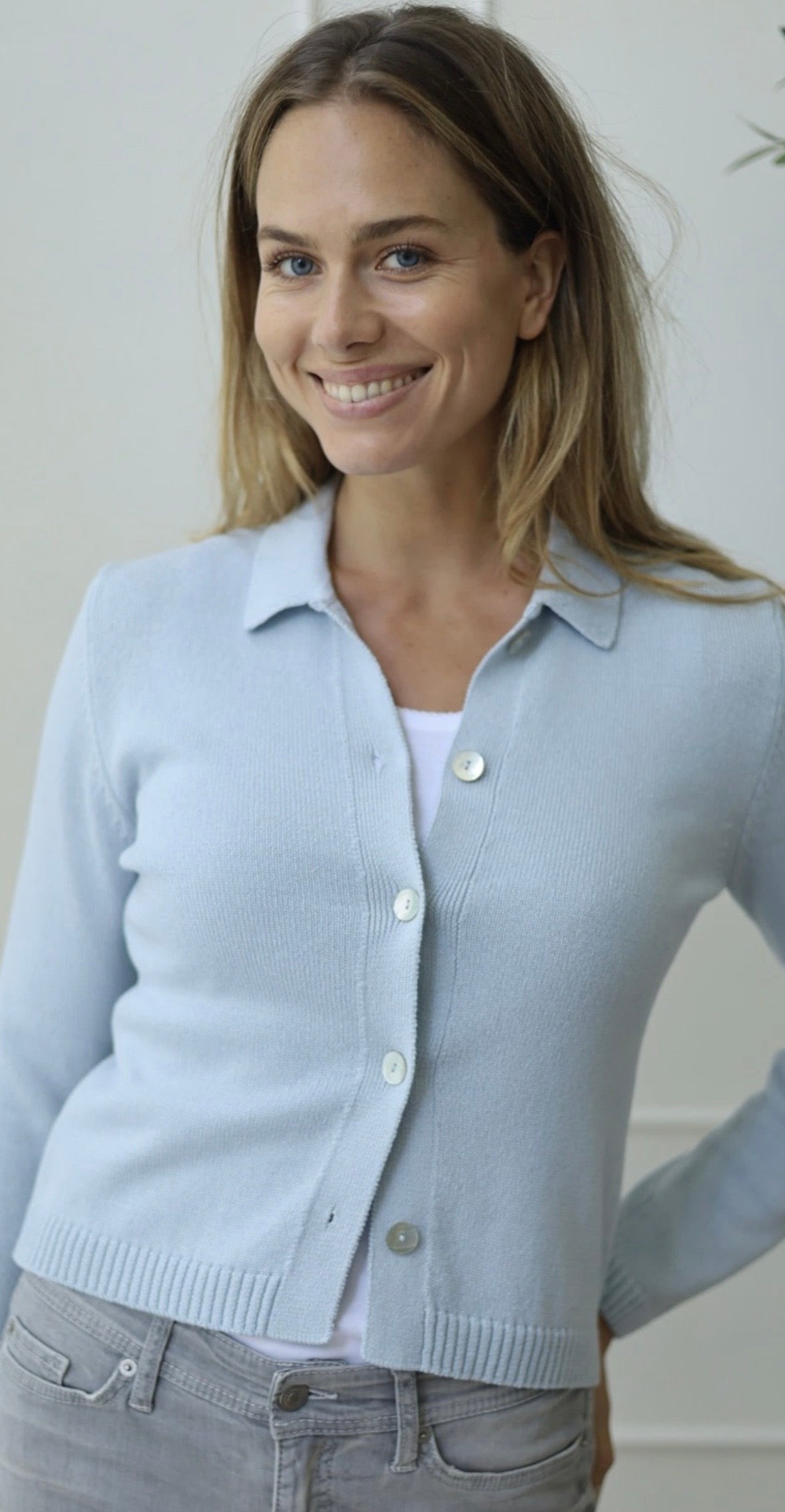 Calim vestje kraag lichtblauw