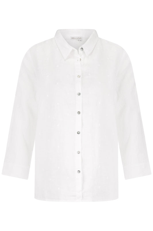 Belluna Bianco linnen blouse blanc